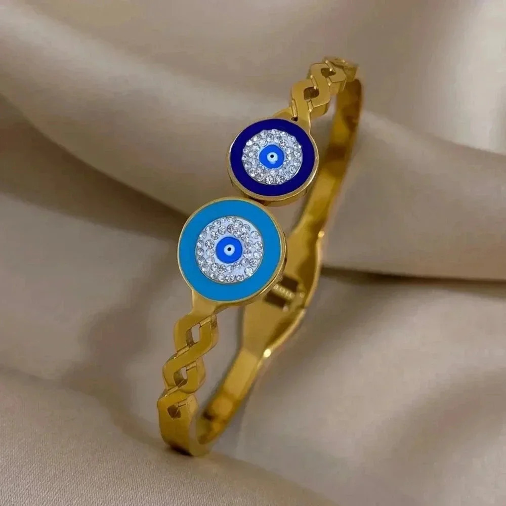 Evil Eye Stainless Steel Bangle Bracelet